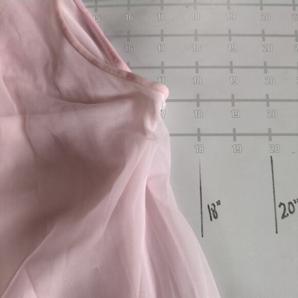 Vintage 60s Miss Elaine Pink Chiffon Peignoir Set Robe & Gown - Picture 8 of 8